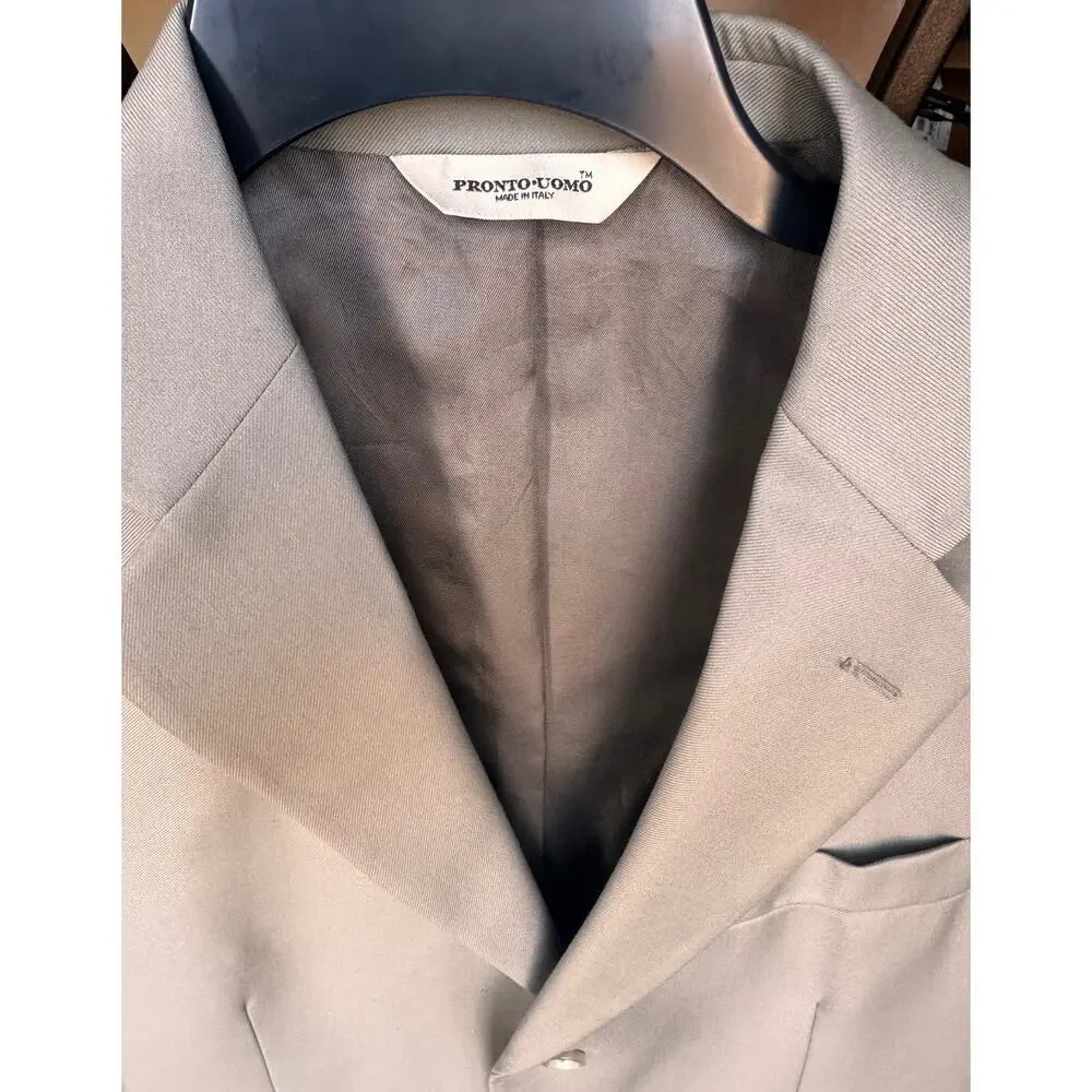 Pronto Uomo Men’s Beige Sport Coat Blazer Made in Italy Angelico Size 40 Long